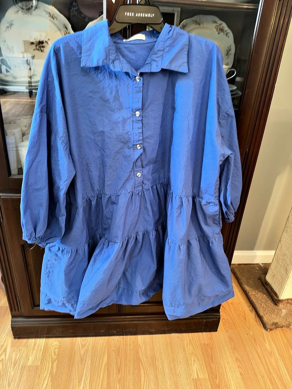 Lavender J Royal Blue Tiered Shirt Mini Dress, Blue, Large